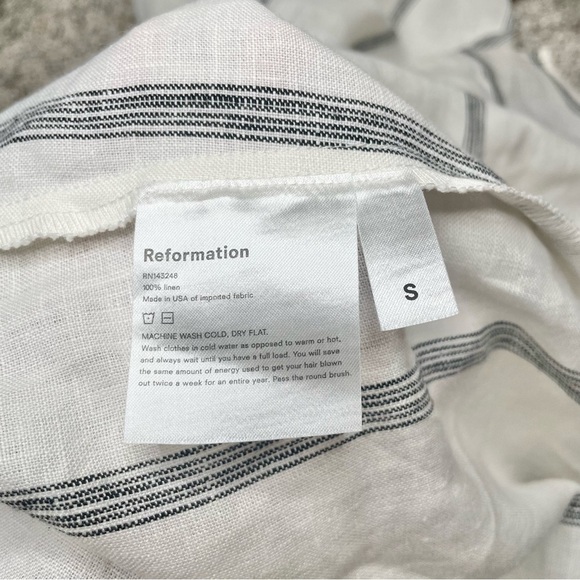 Reformation Linen Pineapple Midi Maxi Dress Black Licorice Small White Stripe - Picture 8 of 10